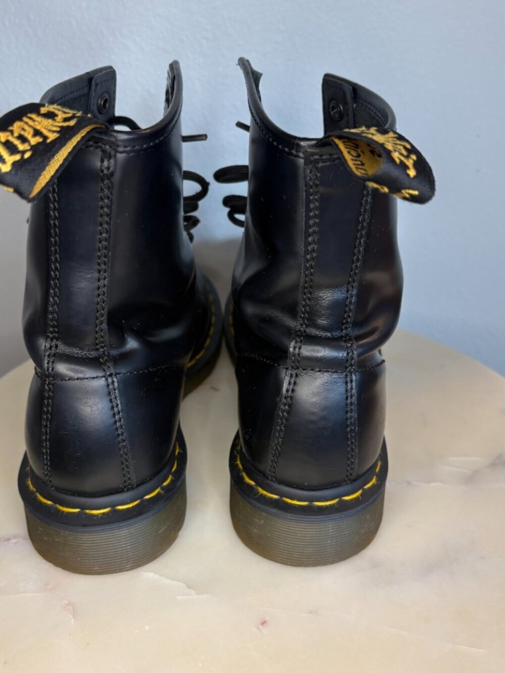 Original Combat Dr. Martens Boots Smooth Black Leather US Womens Size 8 - Picture 2 of 9